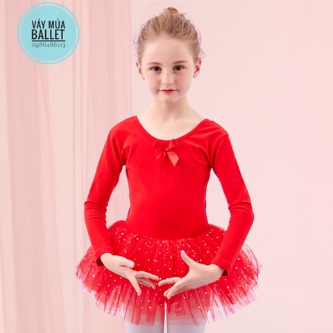 Váy múa đan lưng sao dài E (hồng, nâu, đỏ)