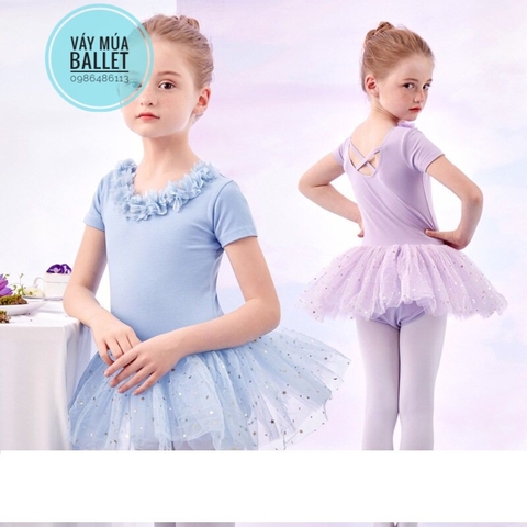 Váy múa hoa cổ sao ngắn (nude, hồng, xanh, tím)