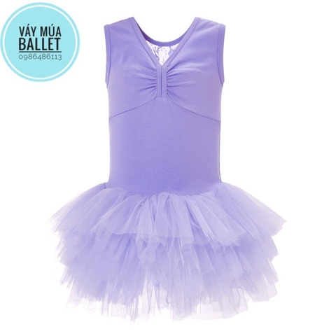 Váy múa ba lỗ đáp ngực phối ren mềm