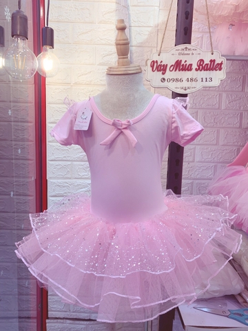 Váy múa tiên ngắn voan nhũ lấp lánh
