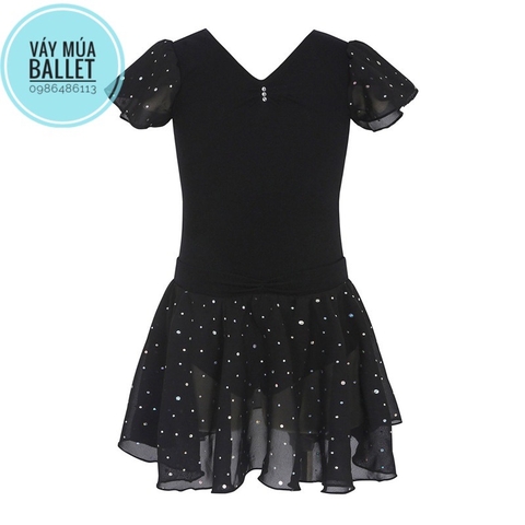 Set áo váy tập múa tay búp sao (tím, xanh, hồng)