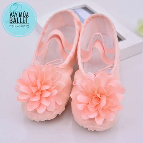 Giày vải múa hoa to (hồng, kem)