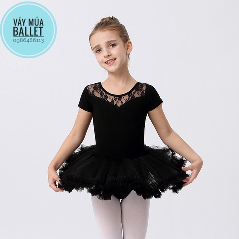 Váy múa ren tutu ngắn tay (hồng, xanh, đen)
