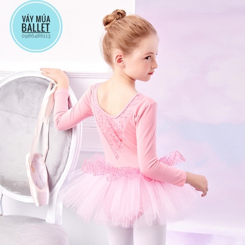 Váy múa nơ bèo lấp lánh dài (nhiều màu)