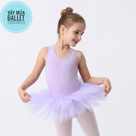 Váy múa ba lỗ sao lấp lánh (tím, đen, hồng)