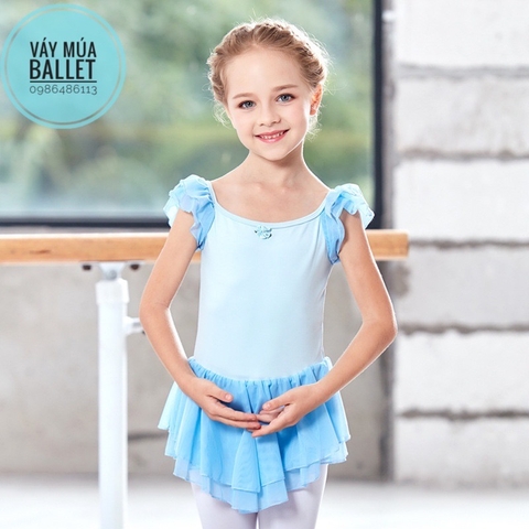 Váy tập múa tiên voan 2 tầng (hồng, xanh, tím, đen)