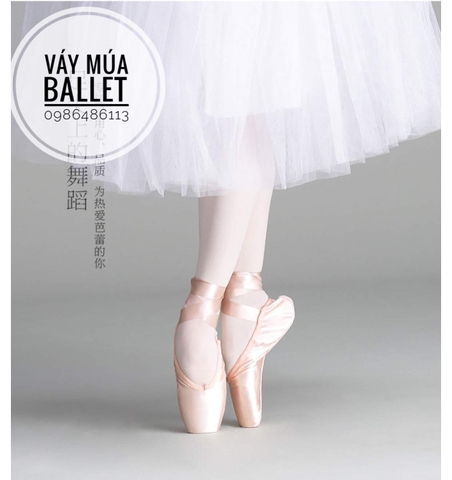 Giày múa ballet mũi cứng kèm lót silicol người lớn, trẻ em