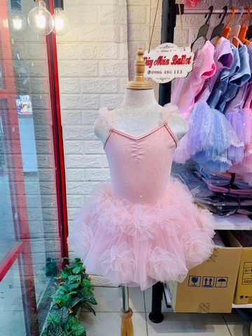 Váy múa cotton đá dây hoa voan mềm