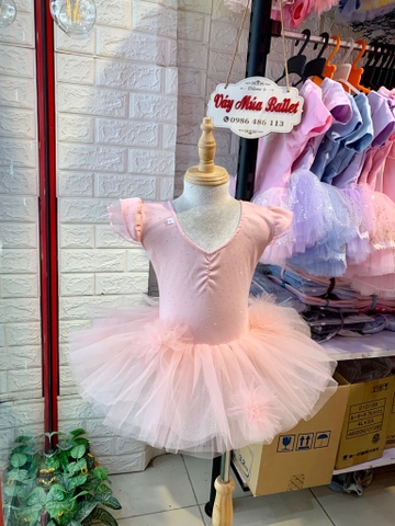 Váy múa cotton đá tiên voan hoa bồng