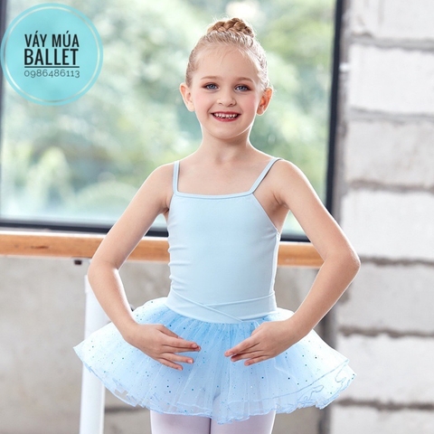 Váy múa 2 dây sao lấp lánh (đen, tím, hồng)