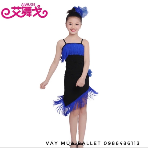 Bộ khiêu vũ tua rua xanh size 140