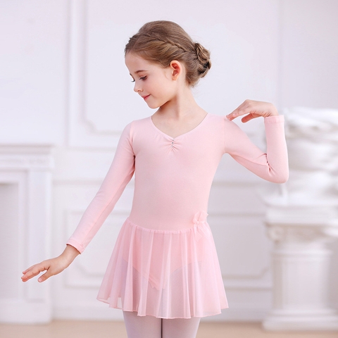 Váy tập múa voan nơ eo dài tay