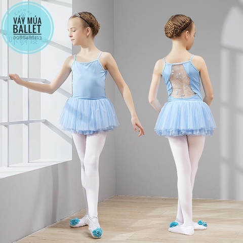 Váy múa 2 dây phối ren lưng (nhiều màu)