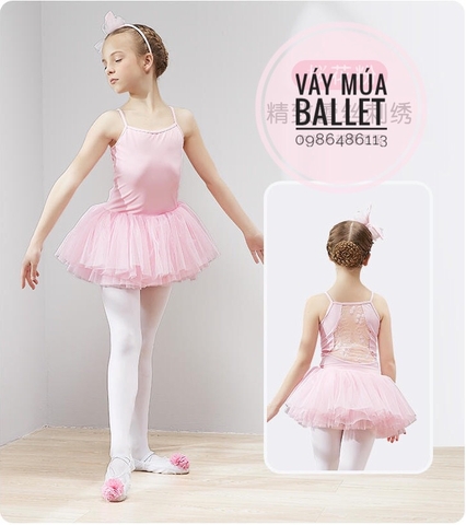 Váy múa 2 dây phối ren lưng (nhiều màu)