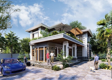 Thiết kế biệt thự sân vườn 300m2 đẹp, cuốn hút