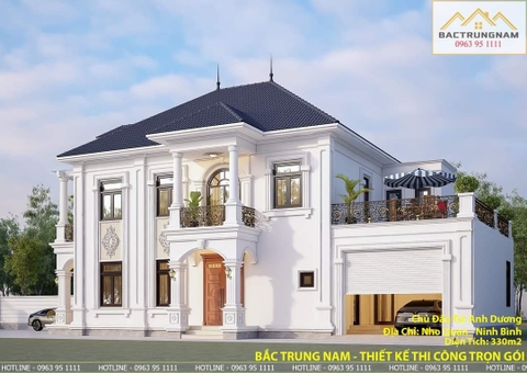 mặt bên sang trọng của biệt thự 2 tầng mái Nhật