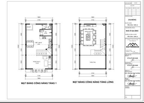 mặt bằng biệt thự phố 3 tầng