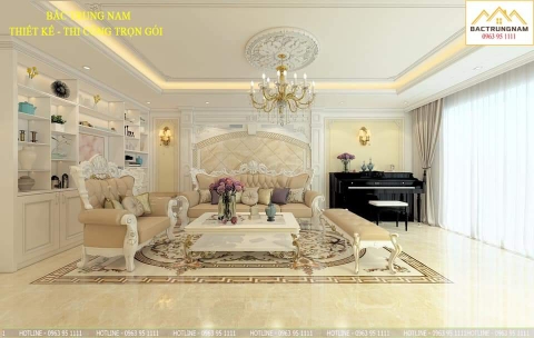 trang trí phòng khách phong cách tân cổ điển