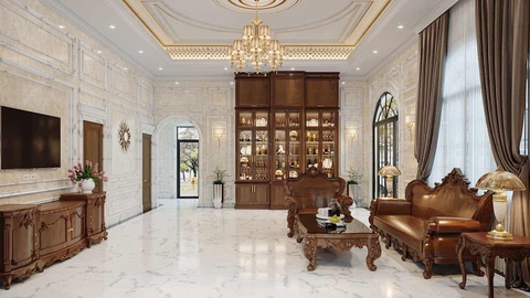 nội thất trang trí phòng khách tân cổ điển