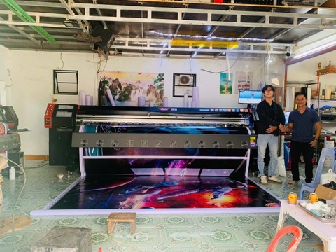 BÀN GIAO MÁY IN BẠT TAIMES T5S 3M2 VỚI 4 ĐẦU PHUN KONICA CHO QC KHẢI HOÀN - NGHỆ AN