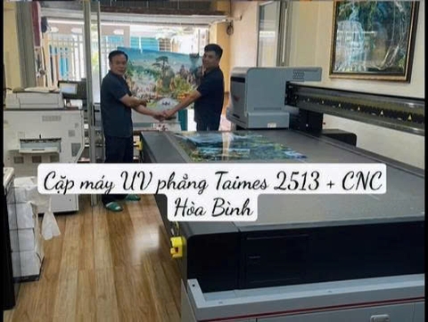 bàn giao cặp máy in UV phẳng Taimes 2513 + CNC tại Hòa Bình