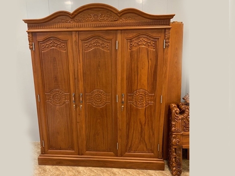 Tủ Quần Áo 3 Buồng Gỗ Gõ Đỏ Nam Phi Nội thất Tân Tiến Tủ Quần Áo 3 Buồng Gỗ Gõ Đỏ Nam Phi Nội Thất Tân Tiến