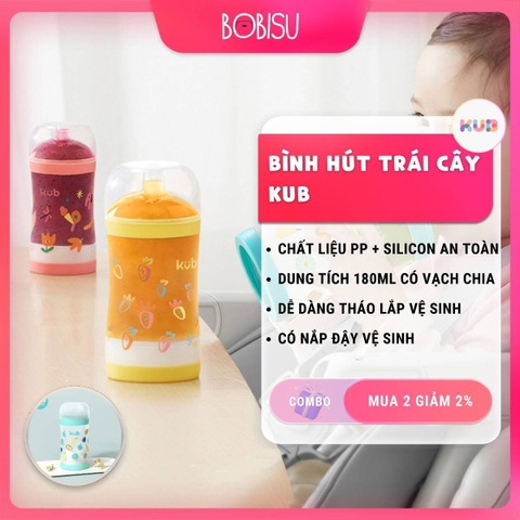 KUB | Bình Tập Uống Nước Cho Bé Hút Trái Cây Ăn Dặm 180ml