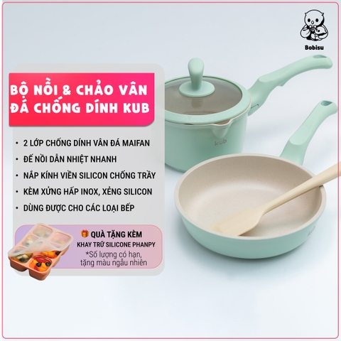 KUB | Bộ Nồi Và Chảo Chống Dính Vân Đá Maifan Cao Cấp [Tặng Khay Trữ Silicon PHANPY]