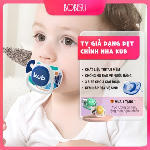 KUB | Ty Giả Cho Bé Dạng Dẹt Chỉnh Nha (Có Nắp) Làm Từ Nhựa Tritan Mềm Mại [MUA 1 TẶNG 1]
