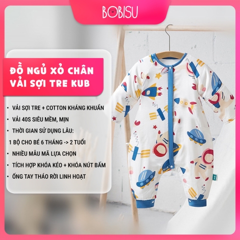 KUB | Đồ Ngủ Liền Thân Điều Hòa Bằng Vải Sợi Tre 2 Lớp Mềm Mại, Mát Mẻ, Dùng Cho Bé Từ Nhỏ Đến Lớn