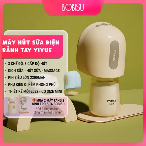 PHANPY | Máy Hút Sữa Điện Đôi Cải Tiến Dạng Rảnh Tay, Pin 2300mAh, Dùng Bình PPSU 180ml [Mua 2 Máy Tặng 2 Bình Trữ Sữa]