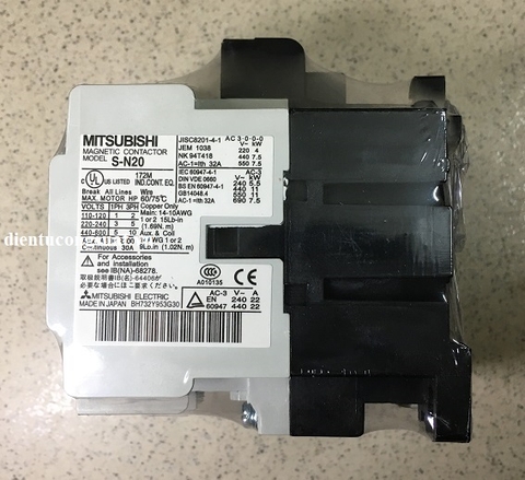 Khởi động từ 3 pha Mitsubishi S-N20 AC200V