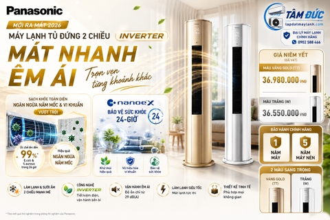 Máy lạnh tủ đứng 2 chiều Inverter Panasonic mới ra mắt 2026 có tính năng gì ? Mua hàng chính hãng tại đâu ?
