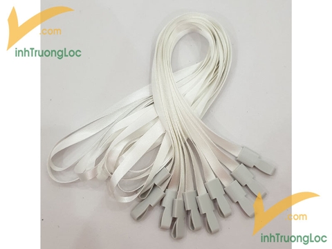 Dây thẻ đeo trắng trơn không in bản 10mm móc nhựa