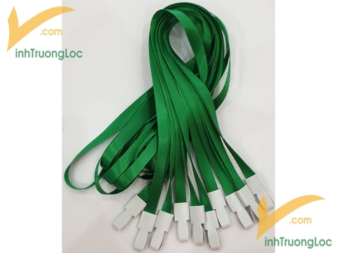Mẫu dây đeo thẻ xanh lá trơn không in 10mm móc nhựa