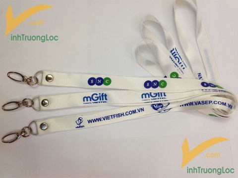 Mẫu dây đeo thẻ lụa 15mm giá rẻ màu trắng loại 10