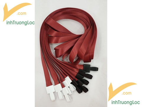 Dây đeo thẻ đỏ đô trơn loại 15mm móc treo nhựa