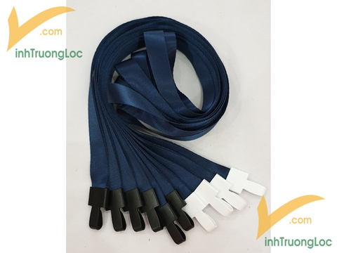 Dây đeo thẻ xanh dương đậm trơn 15mm móc nhựa