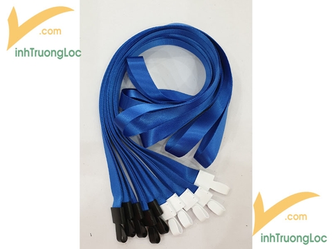 Mẫu dây đeo xanh dương trơn không in 15mm có móc nhựa