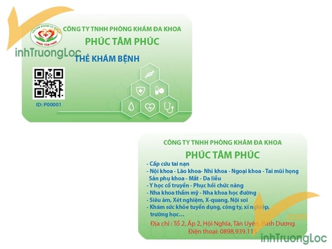 Thẻ khám bệnh Phòng khám đa khoa Phúc Tâm Phúc