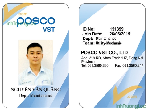 Mẫu thẻ nhân viên đứng công ty Posco