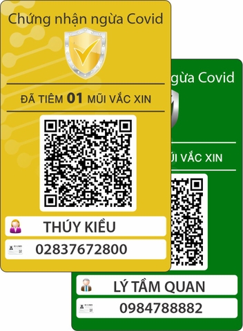 Thẻ chứng nhận tiêm ngừa Covid bằng nhựa