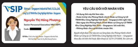 Thẻ nhân viên Công ty LD TNHH Khu Công nghiệp Việt Nam - Singapore
