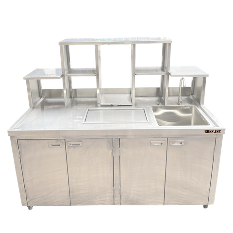 QUẦY PHA CHẾ TRÀ SỮA BOSS 1M6 INOX