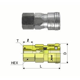 Khớp nối đầu cái ren trong chất liệu đồng 22SF2