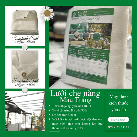 Địa chỉ bán lưới che nắng may viền khuy che nắng 80% chất lượng cao