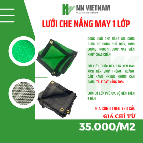 lưới che nắng 70% may 1 lớp