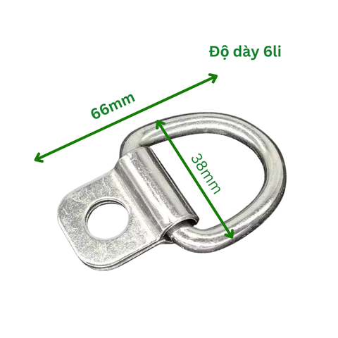 Móc chữ D 1 lỗ dùng chằng hàng thùng xe - Móc thép mạ kẽm độ dày 6mm