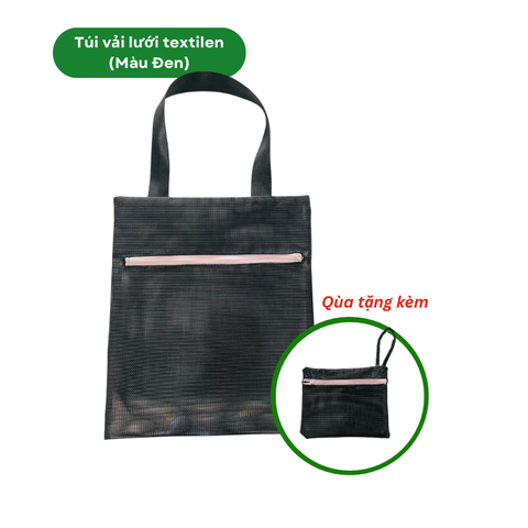 Túi vải lưới textilen đa năng , thoáng khí - Kích thước túi 40cm x 35cm -  Màu đen