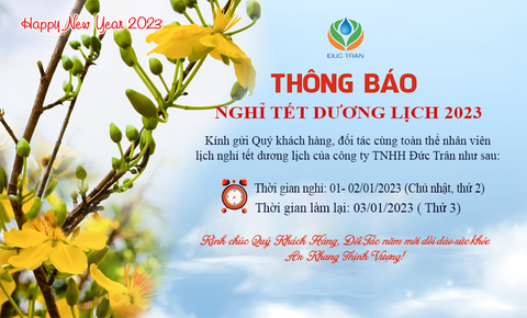 THÔNG BÁO LỊCH NGHỈ TẾT DƯƠNG LỊCH 2023